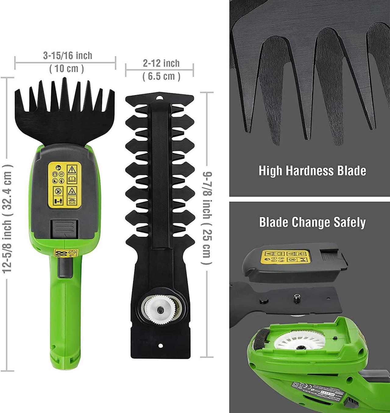 Alt view image 5 of 7 - Cordless Grass Shear & Shrubbery Trimmer - 2 in 1 Handheld Hedge Trimmer 7.2V Electric Grass Trimmer Hedge Shears/Grass Cutter Rechargeable Lithium-Ion Battery and Charger Included