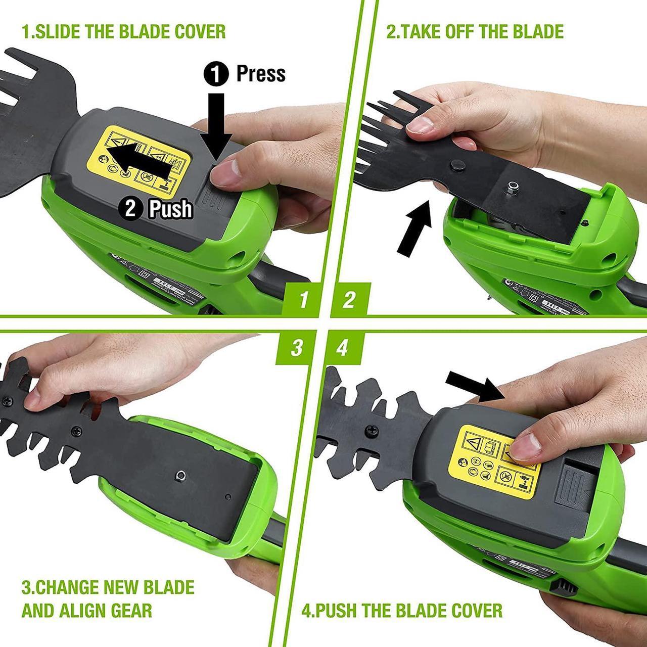 Alt view image 6 of 7 - Cordless Grass Shear & Shrubbery Trimmer - 2 in 1 Handheld Hedge Trimmer 7.2V Electric Grass Trimmer Hedge Shears/Grass Cutter Rechargeable Lithium-Ion Battery and Charger Included