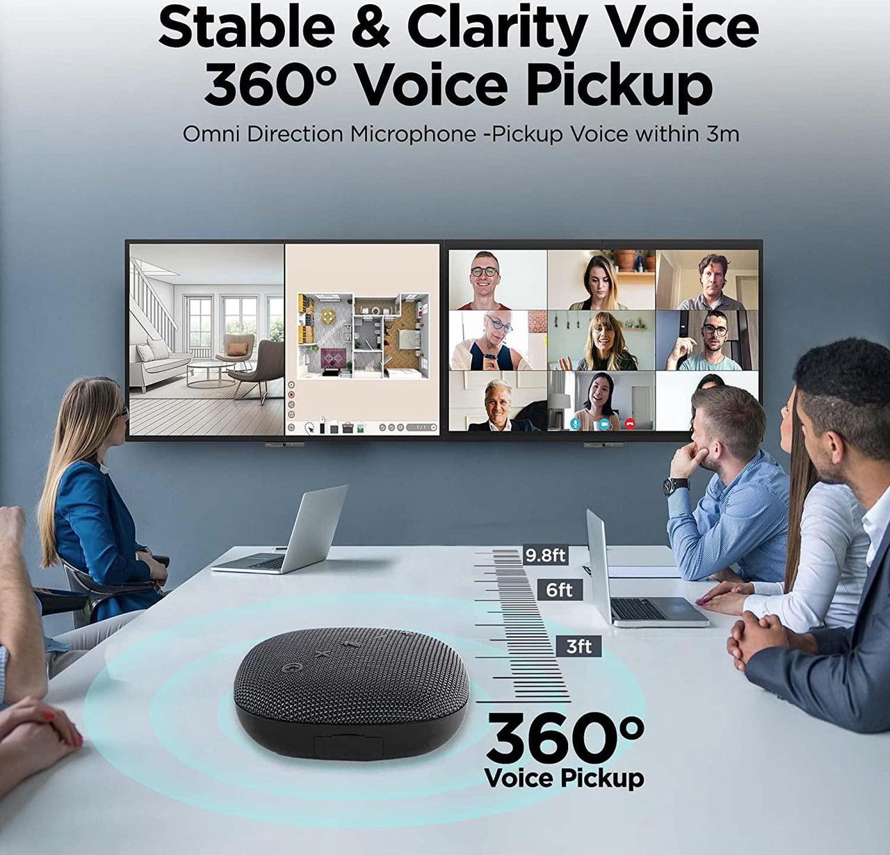 Alt view image 3 of 7 - Bluetooth Conference Speaker with Microphone for Teams & Zoom | Loud & HiFi Portable USB Speakerphone | Noise Cancelling & 360°Omnidirectional Conference Room Microphone and Speaker