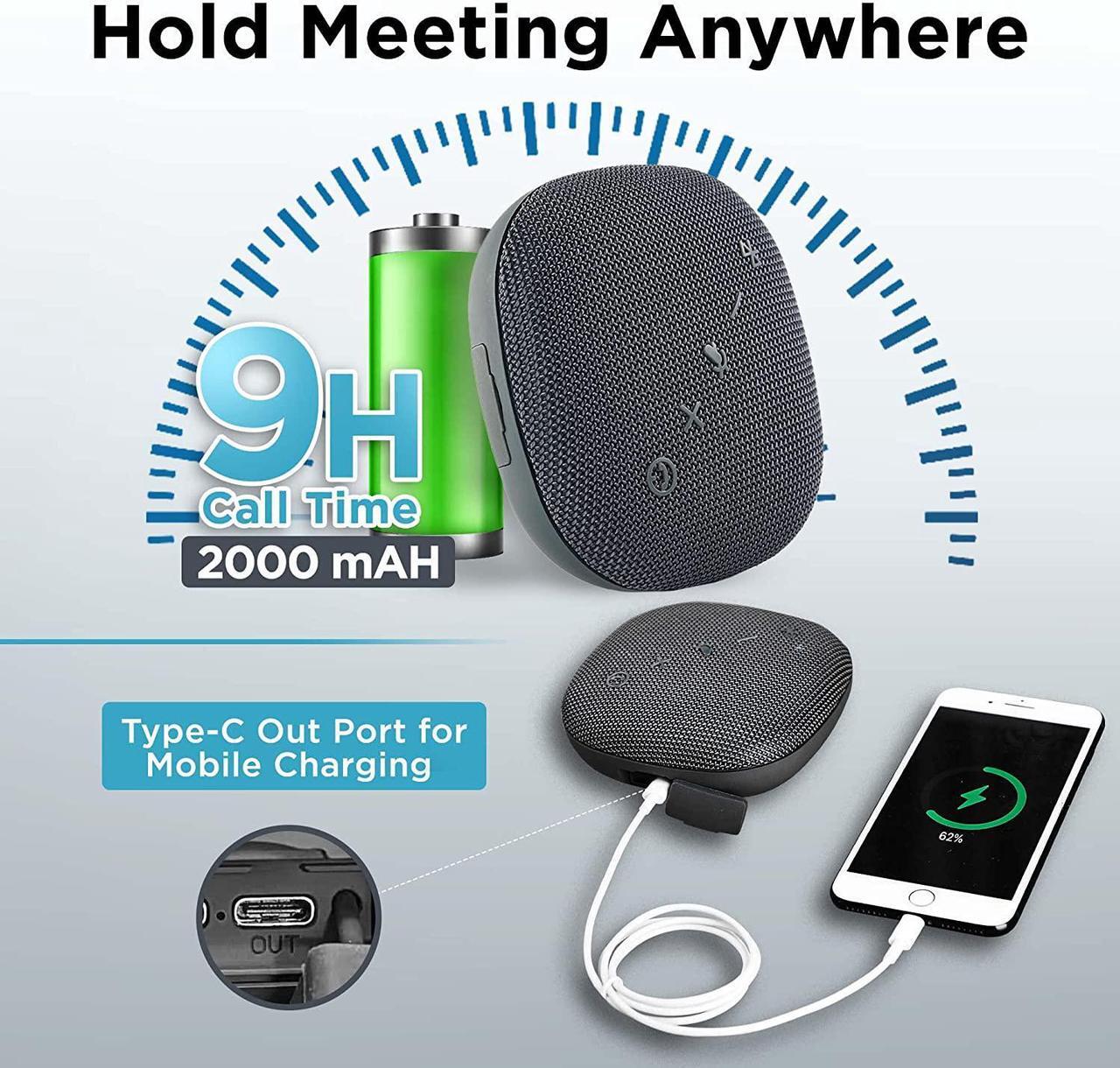 Alt view image 5 of 7 - Bluetooth Conference Speaker with Microphone for Teams & Zoom | Loud & HiFi Portable USB Speakerphone | Noise Cancelling & 360°Omnidirectional Conference Room Microphone and Speaker