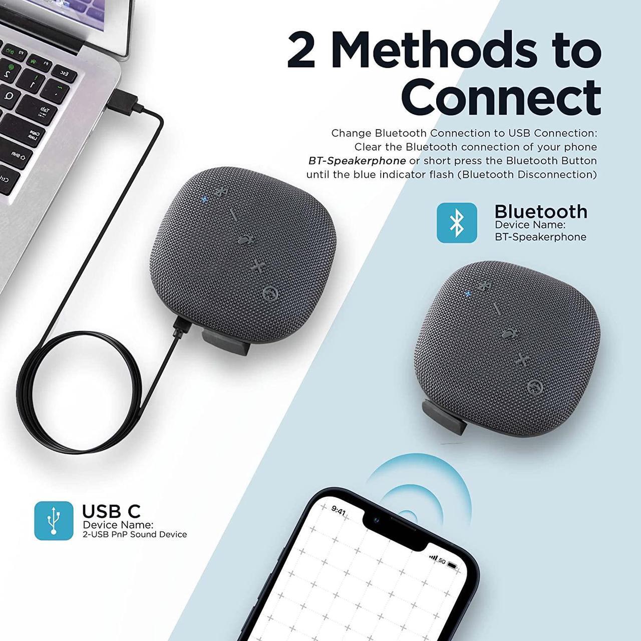 Alt view image 4 of 7 - Bluetooth Conference Speaker with Microphone for Teams & Zoom | Loud & HiFi Portable USB Speakerphone | Noise Cancelling & 360°Omnidirectional Conference Room Microphone and Speaker