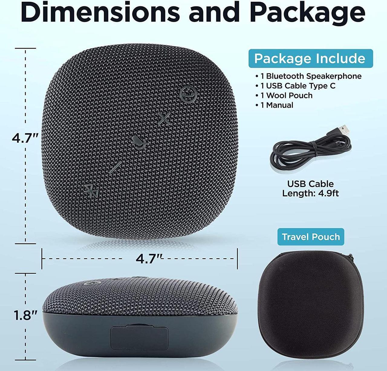 Alt view image 7 of 7 - Bluetooth Conference Speaker with Microphone for Teams & Zoom | Loud & HiFi Portable USB Speakerphone | Noise Cancelling & 360°Omnidirectional Conference Room Microphone and Speaker