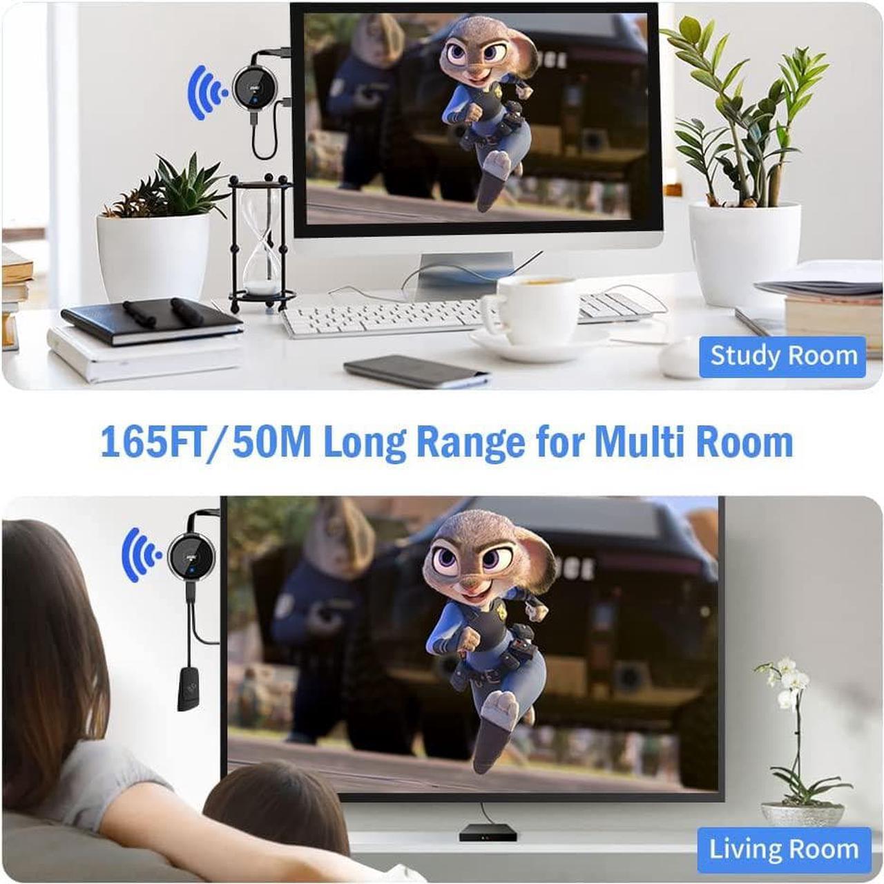 Alt view image 6 of 7 - Wireless HDMI Transmitter & Receiver 4K, Streaming 2.4/5GHz Smooth Video/Audio to Monitor, Projector, HDTV, HDMI Wireless Extender 165FT/50M for Laptop, PC, Camera, Blu-ray, PS5, iPhone, Tablet