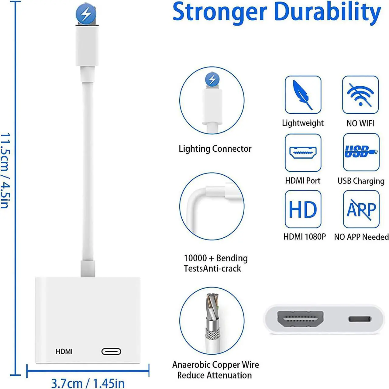 Alt view image 5 of 7 - Lightning to HDMI Adapter [Apple MFi Certified], No Power Needed 1080P Screen Converter with Lightning Charging Port, iPhone to HDMI Adapter Compatible with iOS Devices for Projector/Monitor/TV