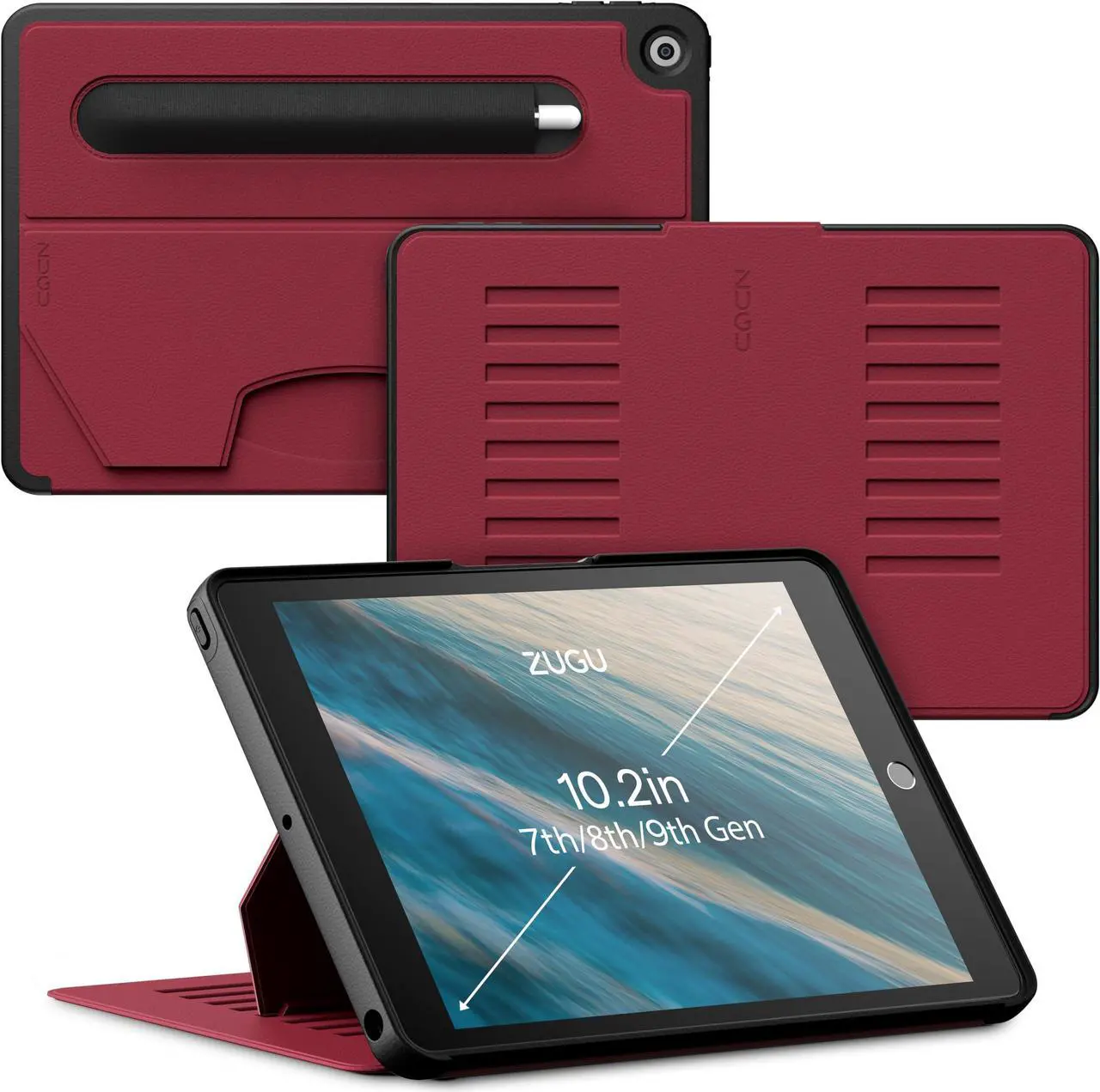 Main image of ZUGU CASE for 10.2 Inch iPad 9th Generation Case 7th / 8th Generation Case (2021/2020/2019) | Protective, Thin, Sleek Design, Magnetic Stand, Sleep/Wake Cover | Magnetic Cover | Red