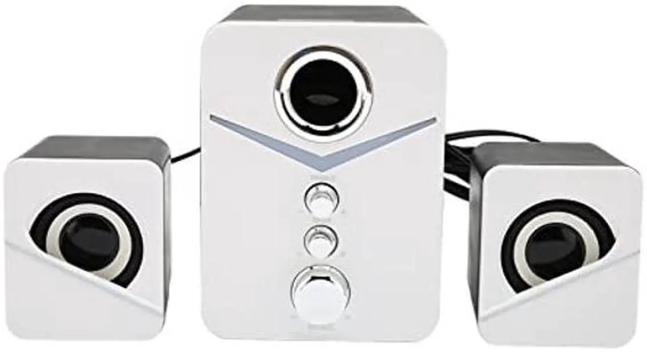 Main image of Bluetooth Computer Speakers,Compact Computer Speaker with Subwoofer,Desktop Multimedia Speaker Deep Bass 2.1 Channel,with Blue Ambient Light,for Wedding Party(White)