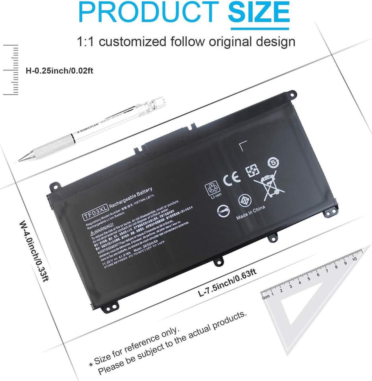 Alt view image 3 of 5 - TF03XL 920070-855 920046-421 Battery for HP Pavilion 15-CC 15-CD 15-CC023CL 17-AR050WM 17-AR007CA 15-cc154cl 15-cc060wm 15-cc152od 15-cd040wm 920046-121 920046-541 HSTNN-LB7X HSTNN-IB7Y HSTNN-LB7J