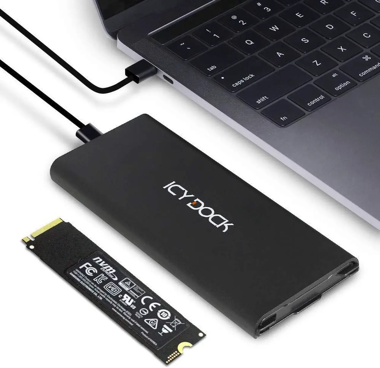 Main image of ICY DOCK M.2 NVMe to USB 3.2 Gen 2 (10Gbps) Enclosure Adapter Thunderbolt 3 / 4 Port Compatible Includes USB-C and USB 3.0 Cables (Supports M.2 NVMe SSDs 22110 2280 2260 2242) | ICYNano MB861U31-1M2B