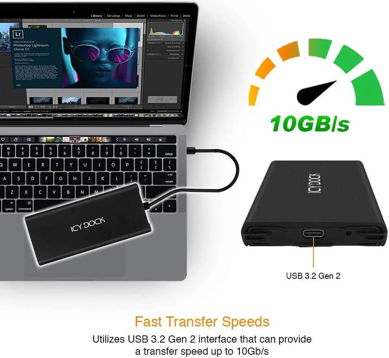 Alt view image 5 of 5 - ICY DOCK M.2 NVMe to USB 3.2 Gen 2 (10Gbps) Enclosure Adapter Thunderbolt 3 / 4 Port Compatible Includes USB-C and USB 3.0 Cables (Supports M.2 NVMe SSDs 22110 2280 2260 2242) | ICYNano MB861U31-1M2B