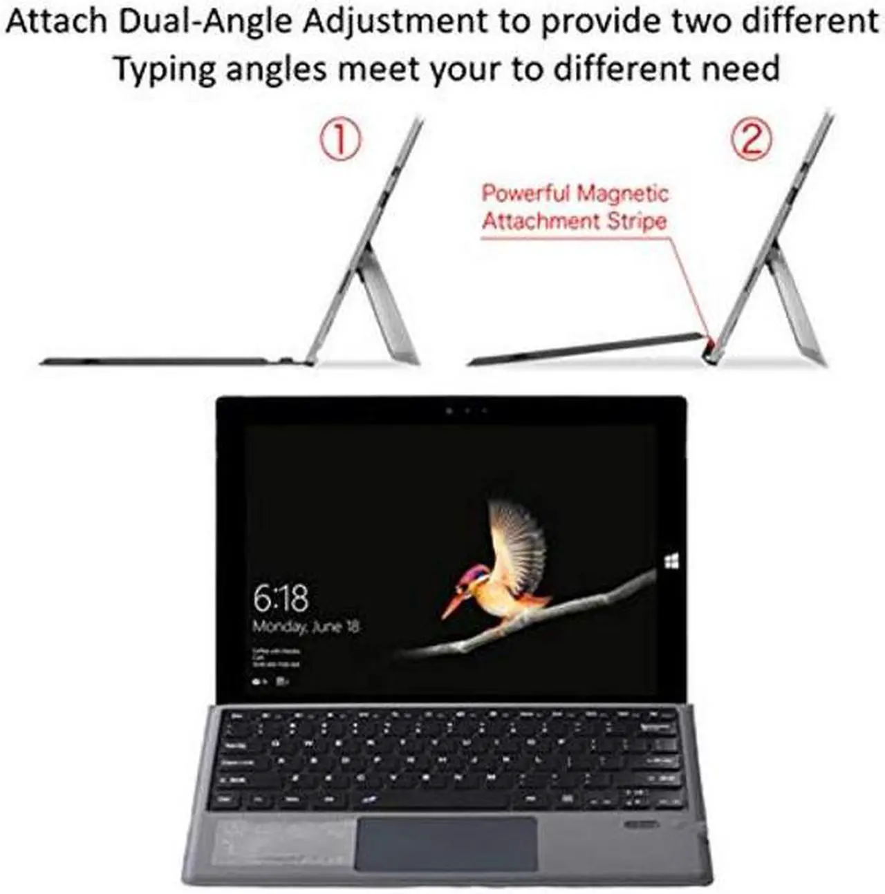 Alt view image 4 of 5 - Keyboard Replacement Type Cover Trackpad Mouse for Microsoft Surface Pro 7+ 7 Pro 6 Pro 5 Pro 4 Pro 3 Ergonomic Portable Slim Wireless Bluetooth Rechargeable