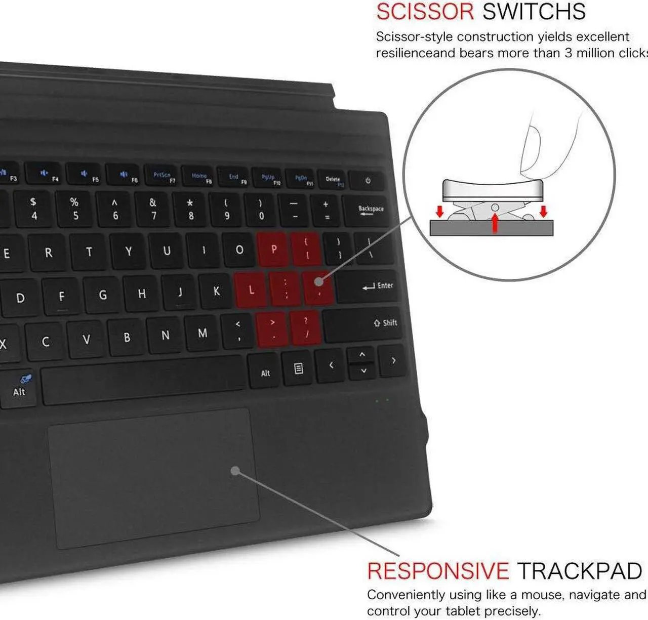Alt view image 5 of 5 - Keyboard Replacement Type Cover Trackpad Mouse for Microsoft Surface Pro 7+ 7 Pro 6 Pro 5 Pro 4 Pro 3 Ergonomic Portable Slim Wireless Bluetooth Rechargeable