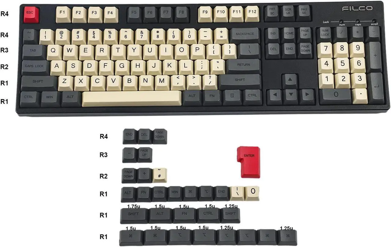 Alt view image 2 of 5 - YMDK Dye Sub Carbon 96 84 ANSI ISO Keycaps OEM Profile Thick PBT Mac Keycap Set for MX Keyaboard Melody 96 KBD75 FC980M Keychron