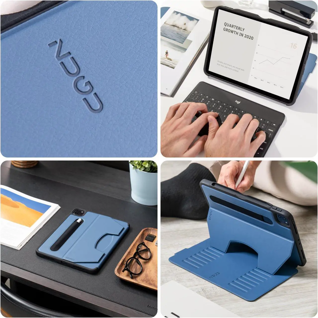 Alt view image 3 of 5 - ZUGU Case iPad Pro 11 Inch Case, 1st/2nd/3rd/4th Generation 2018/2020/2021/2022, Slim Protective Cover, Wireless Apple Pencil Charging, Convenient Magnetic Stand. Sleep/Wake Cover, Slate Blue