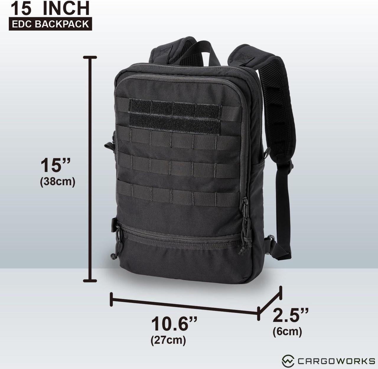 Alt view image 4 of 5 - Cargo Works(r) 15" Laptop Backpack - EDC Backpack Military Tactical Backpack Molle Backpacks Army Assault Survival Rucksack Pack