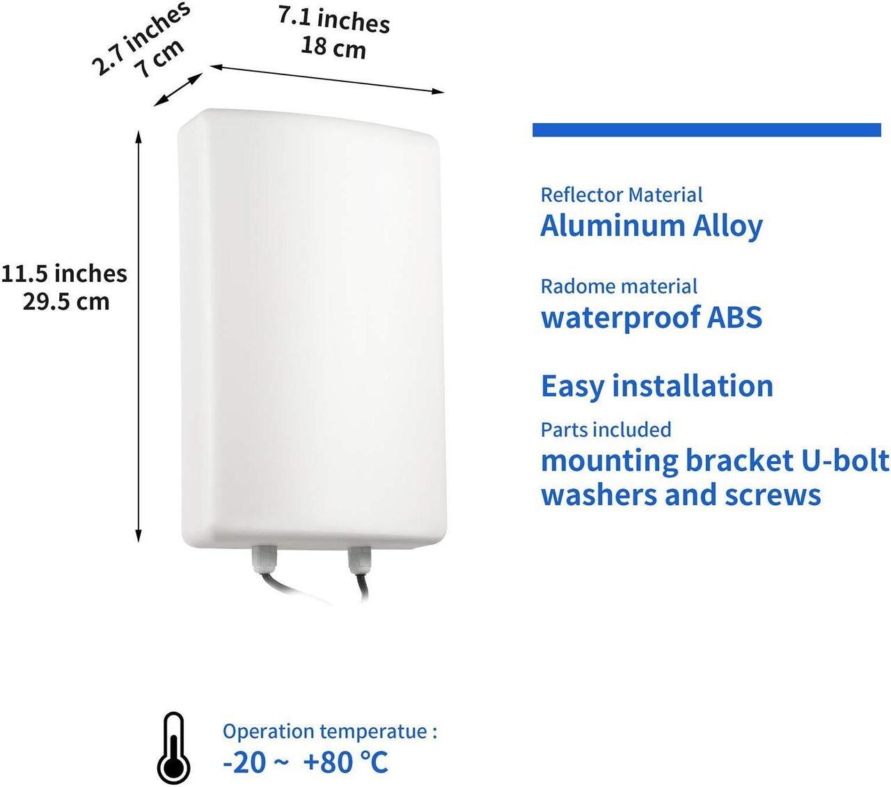 Alt view image 2 of 5 - 11dBi High Gain 2x2 MIMO Panel Antenna for 4G LTE & 5G Cellular Hotspots, Routers, & Gateways, T-Mobile Home Internet, Verizon, AT&T, T-Mobile Telus, Bell Cell Signal Booster, Eifagur