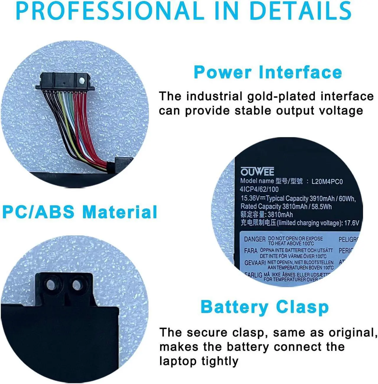 Alt view image 4 of 5 - OUWEE L20M4PC0 Laptop Battery Compatible with Lenovo Ideapad Gaming 3-15ACH6 Legion 5-15ITH6 15ITH6H 15ACH6 15ACH6A 15ACH6H Series 5B11B48816 L20D4PC0 5B11B48819 L20C4PC0 5B11B48827 L20L4PC0 60Wh