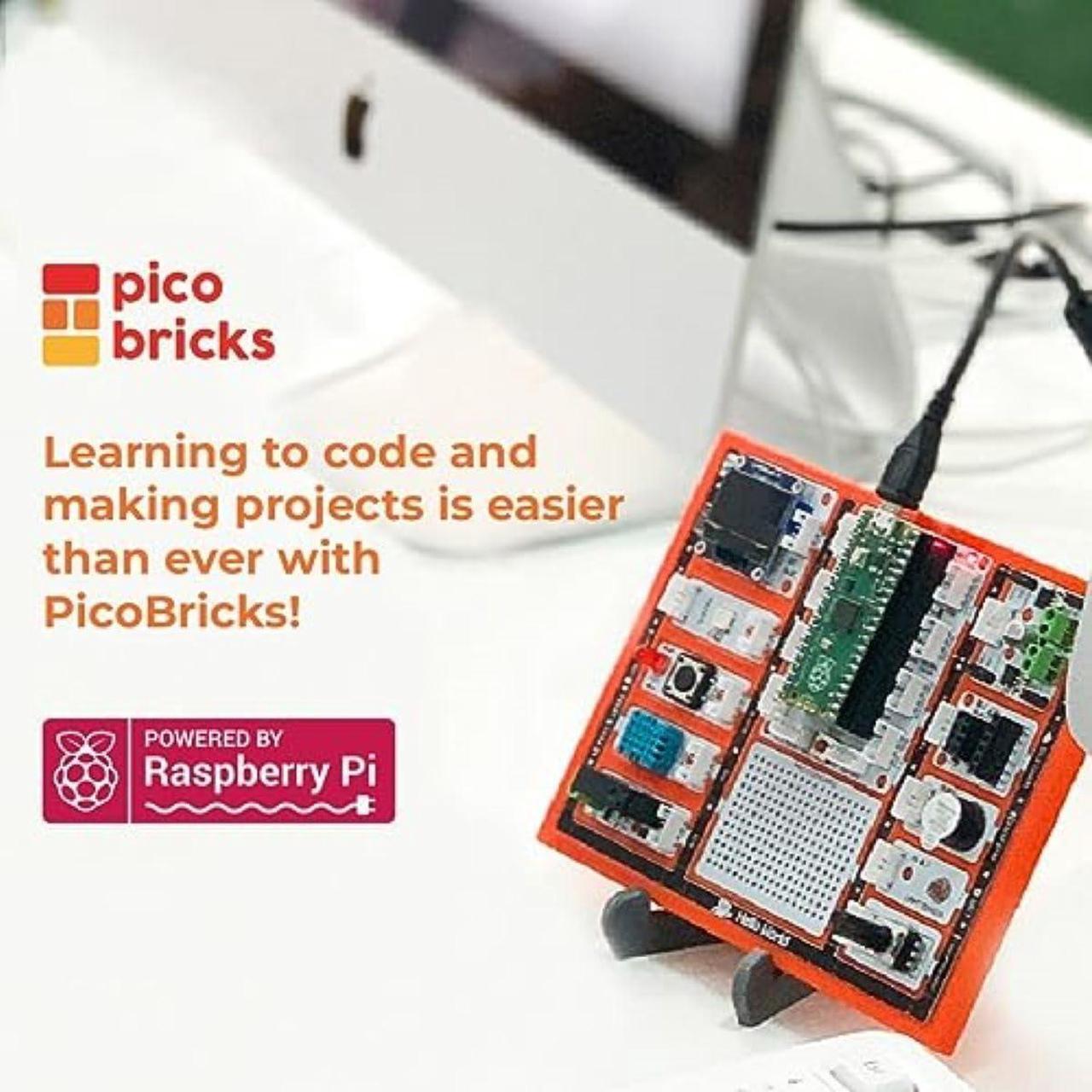 Alt view image 3 of 5 - PicoBricks Raspberry Pi Pico W Starter Kit with 12 Detachable Sensors and Extensive Learning Guide, Raspberry Pi Kit, DIY Coding Kit, Raspberry Pi Kit for Kids