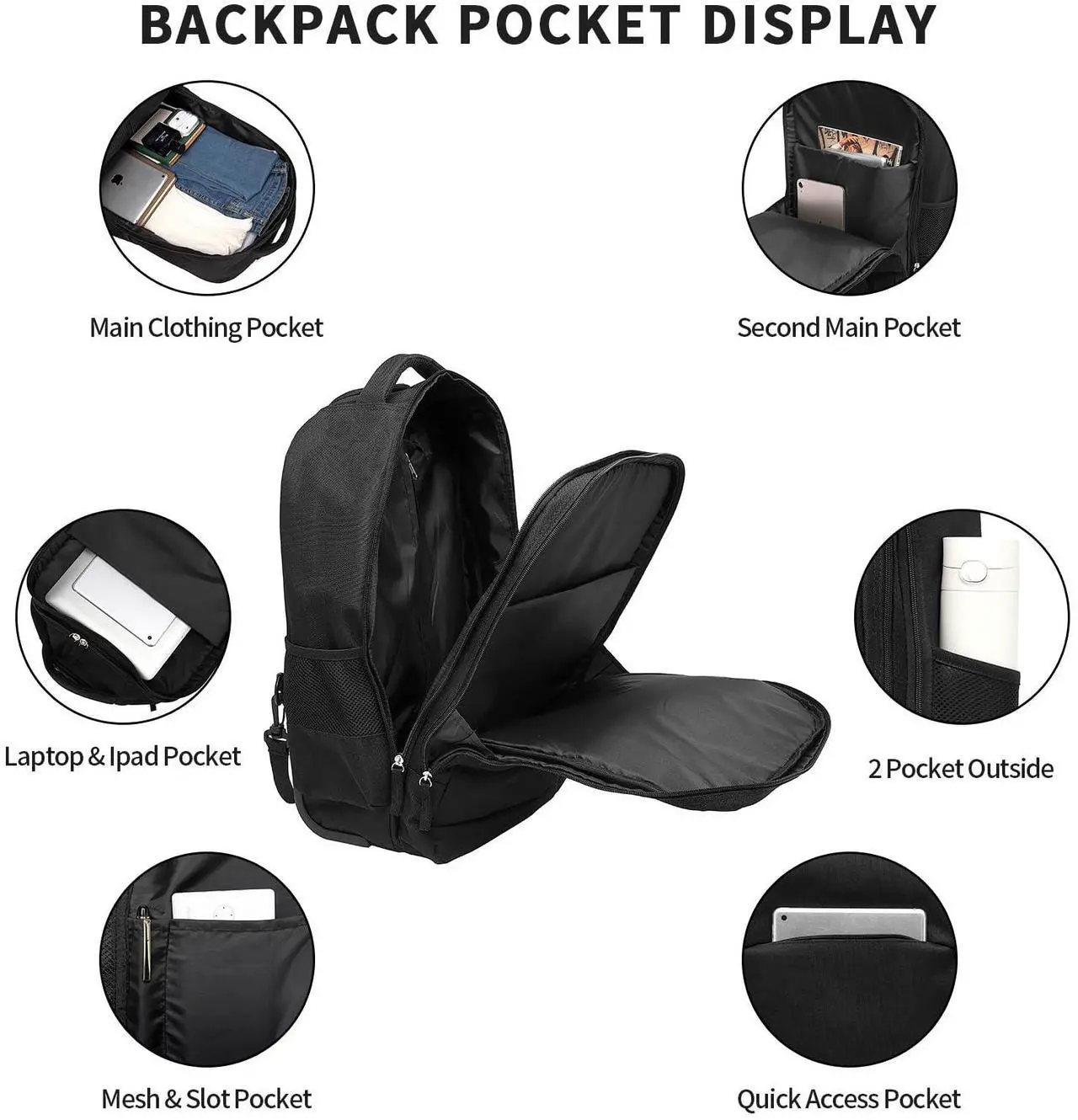 Alt view image 2 of 5 - Rolling Backpack,Travel Backpack with Wheels Roller Backpack Wheeled Laptop Backpack Business Backpack Carry on Backpack Flight Approved Fits 17 inch Laptop Backpack with Wheels for Women Men-Black
