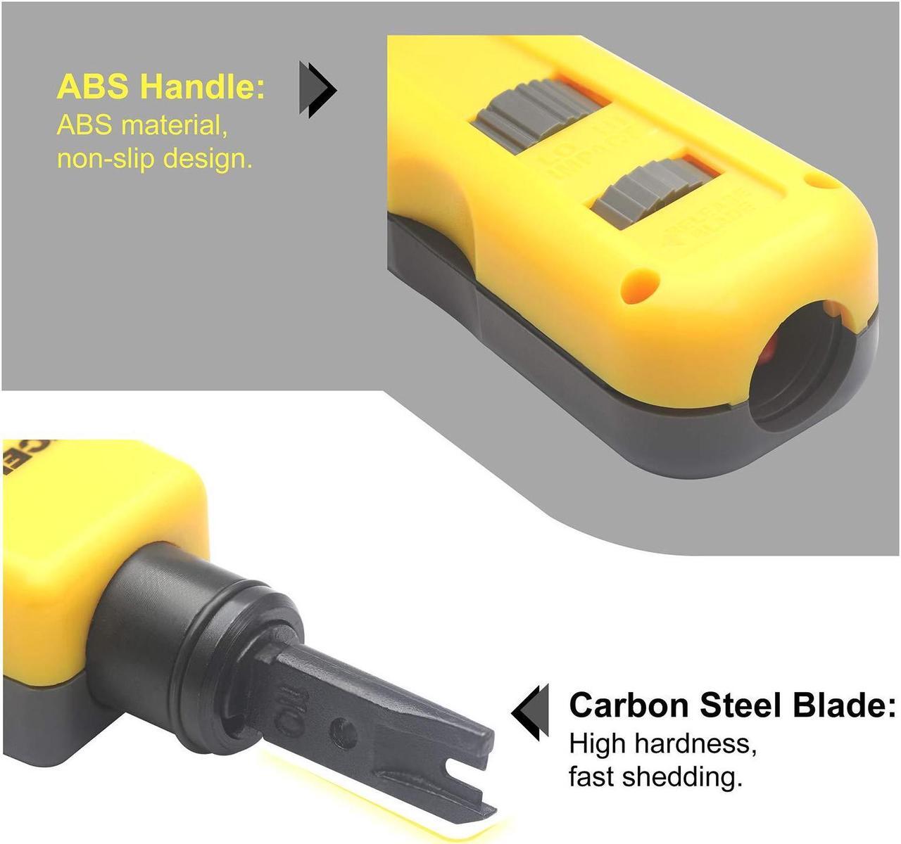 Alt view image 4 of 5 - VCELINK Punch Down Impact Tool with 110 and 66 Blades Bundle with 50-Pack RJ45 Cat6 90-Degree Keystone Jack Insert with Keystone Punch Down Stand Tool and 2-Pack Wire Stripper Cutter