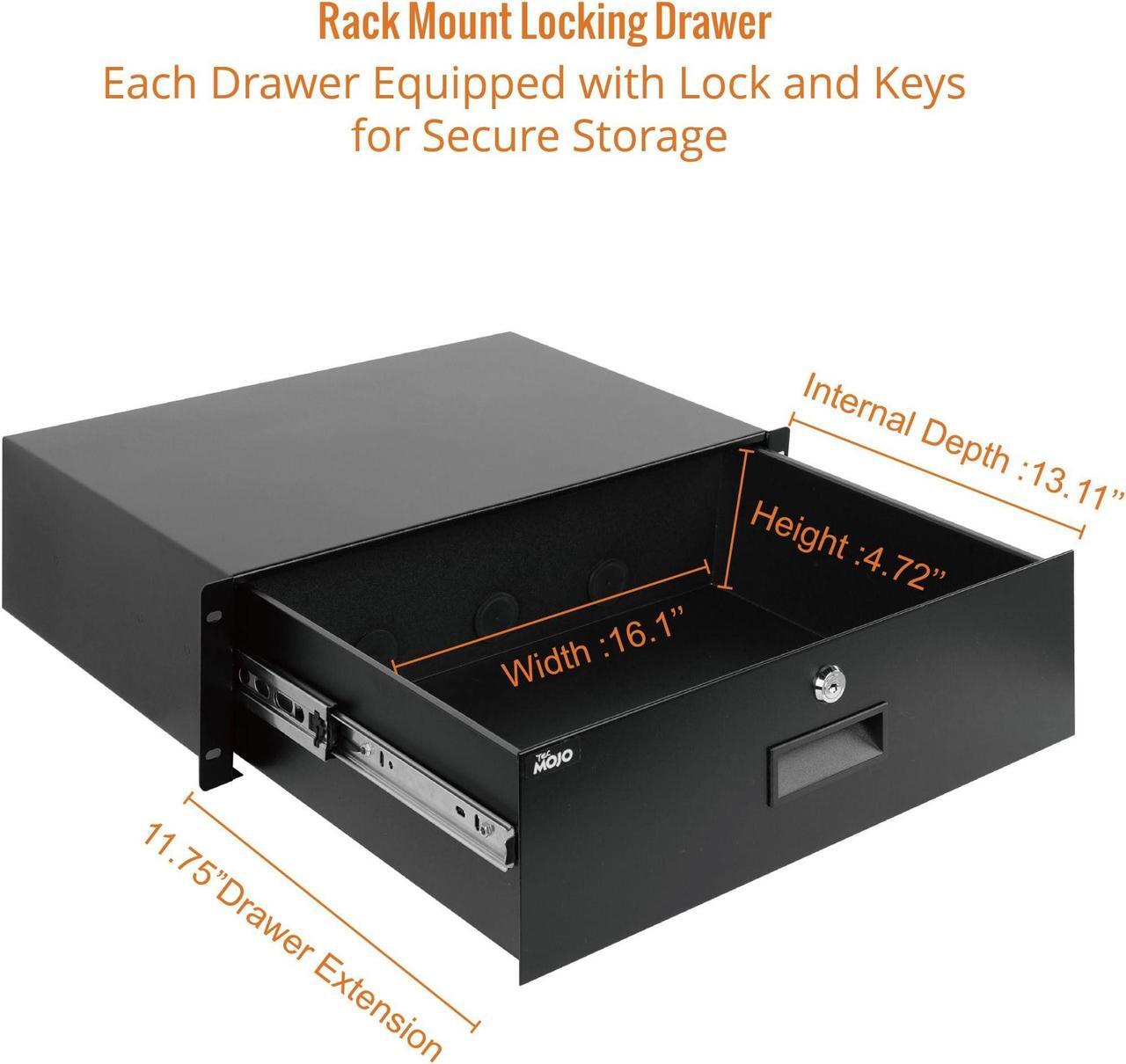 Alt view image 3 of 5 - Tecmojo 3U Rack Drawer,Rack Mount Drawer for 19in Network Equipment/Server/AV Rack or Cabinet Enclosure,Sliding and Lockable Server Rack Drawer - Load-Bearing 22lb (10kg),with Cable Management Holes