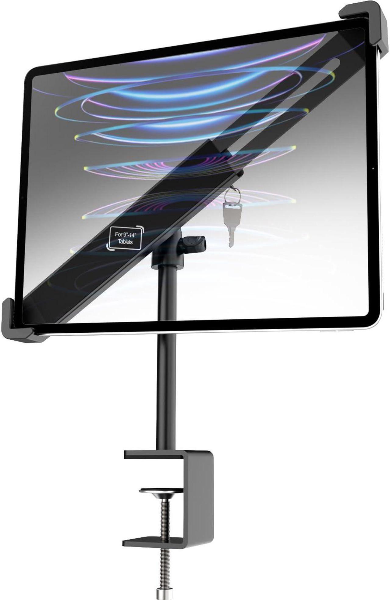 Main image of Wukanleng Anti-Theft Tablet Stand Holder Fits 9-14" Devices, Tablet Kiosk Clamp Mount with Lock for Store POS Reception, Diagonal Clip Compatible with iPad Pro 12.9/Air, Surface, Galaxy Tabs