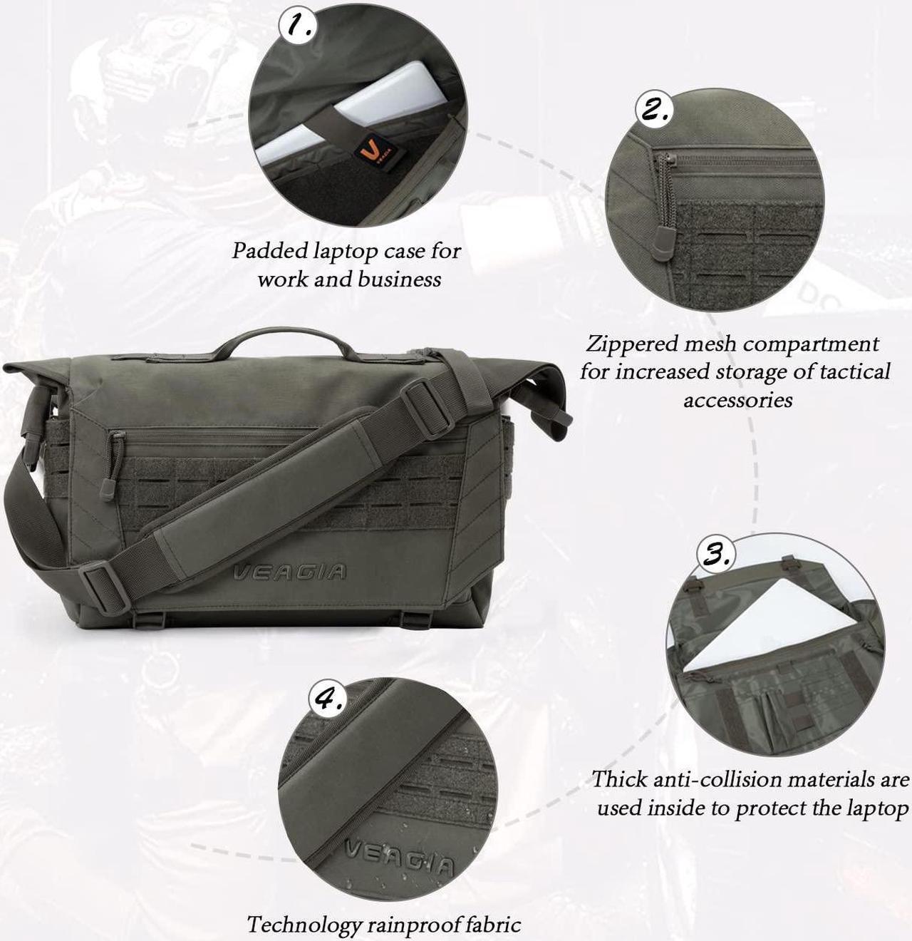 Alt view image 2 of 5 - VEAGIA Messenger Bag For Men Laptop Bag Tactical Briefcase Canvas Crossbody Satchel Computer Shoulder Bags(17x12x5inch)