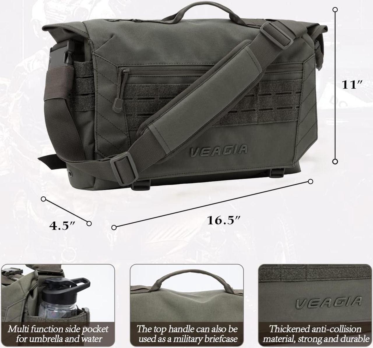 Alt view image 4 of 5 - VEAGIA Messenger Bag For Men Laptop Bag Tactical Briefcase Canvas Crossbody Satchel Computer Shoulder Bags(17x12x5inch)
