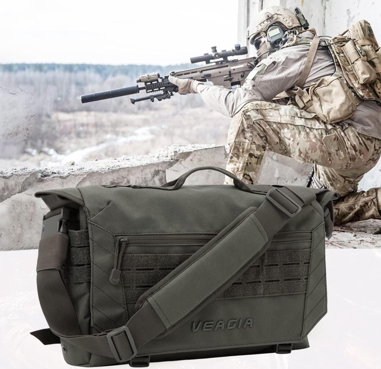 Alt view image 5 of 5 - VEAGIA Messenger Bag For Men Laptop Bag Tactical Briefcase Canvas Crossbody Satchel Computer Shoulder Bags(17x12x5inch)