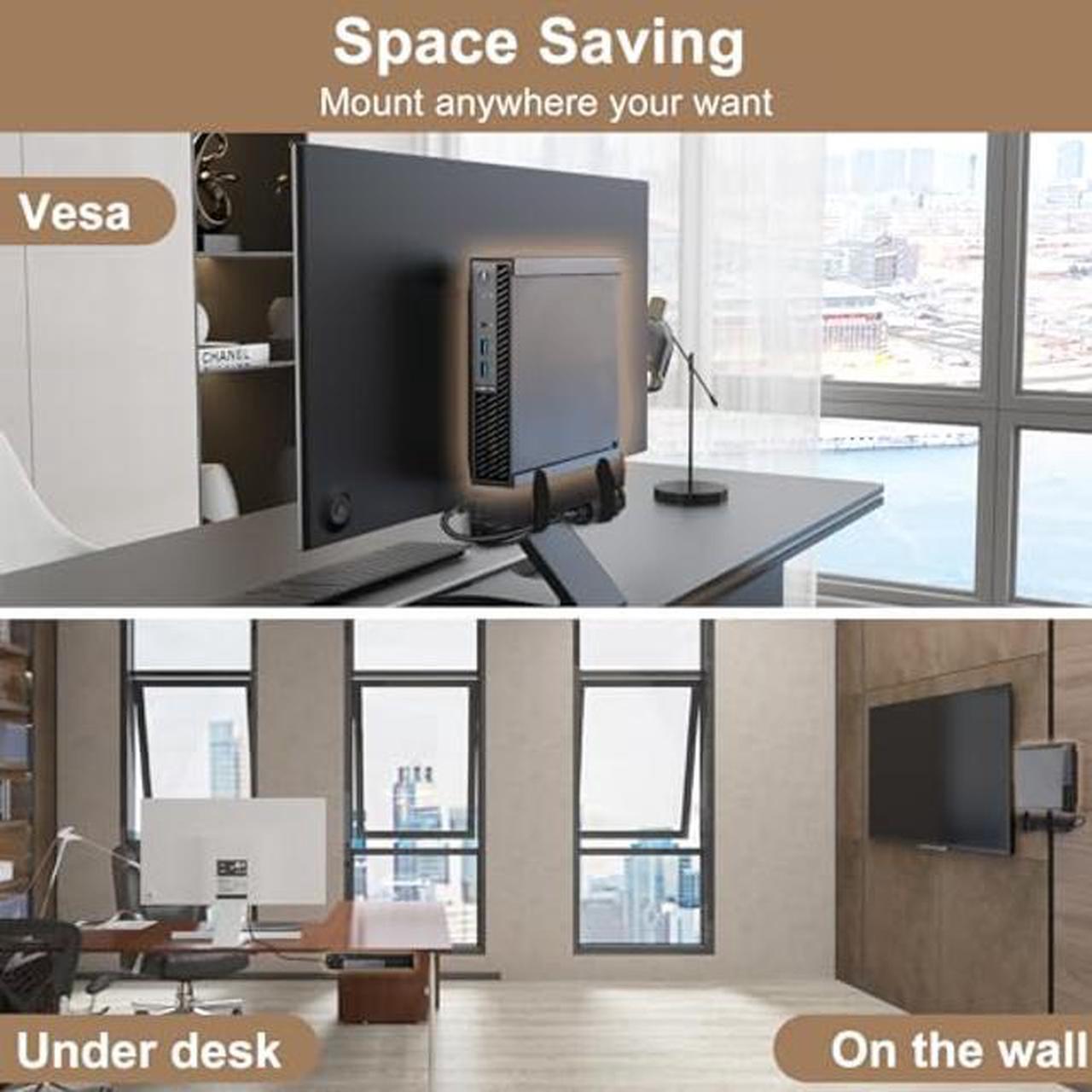 Alt view image 3 of 5 - (Pack of 2) Mount for Lenovo Tiny VESA System Mounting Bracket, Mini PC Mount for Lenovo ThinkCentre Tiny Desktops M600 M700 M700z M715q M800z M900 M900x M900z, Wall VESA and Under Desk Mount