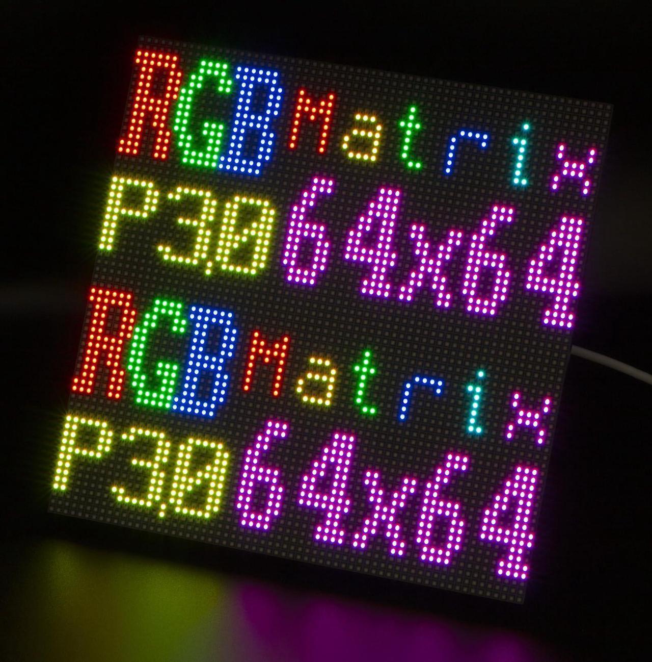 Alt view image 4 of 5 - Xicoolee RGB Full-Color LED Matrix Panel for Raspberry Pi/Arduino/ESP32 3mm Pitch 64x64 4096 Individual RGB LEDs Brightness Adjustable with Adapter for Directly Plug