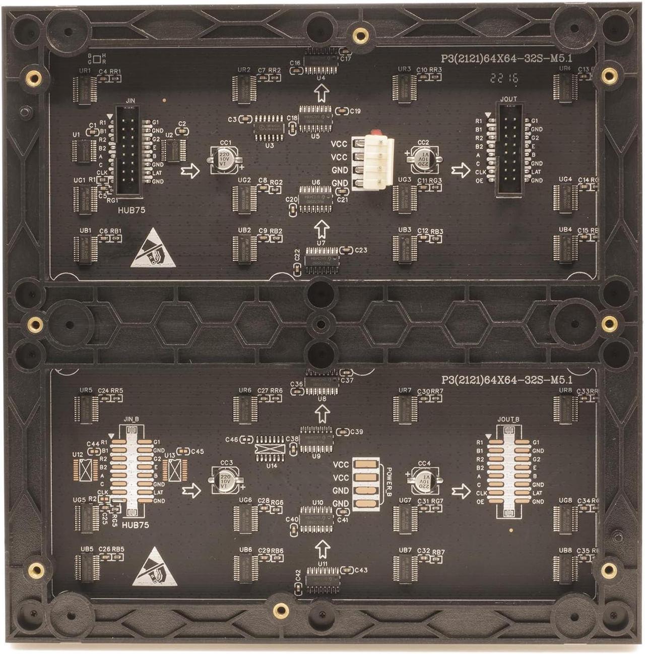 Alt view image 3 of 5 - Xicoolee RGB Full-Color LED Matrix Panel for Raspberry Pi/Arduino/ESP32 3mm Pitch 64x64 4096 Individual RGB LEDs Brightness Adjustable with Adapter for Directly Plug