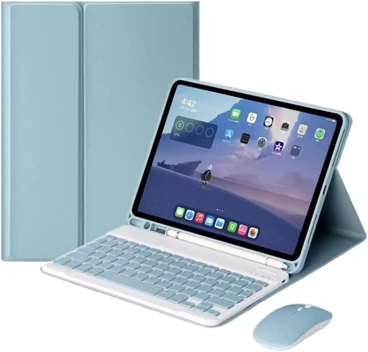 Main image of YEEHi Color Keyboard for iPad Pro 11 4th Generation 2022, iPad Pro 11" 3rd 2nd Generation Keyboard Case with Mouse Cute Detachable Removable Wireless Bluetooth Keyboard Cover (Mist Blue)