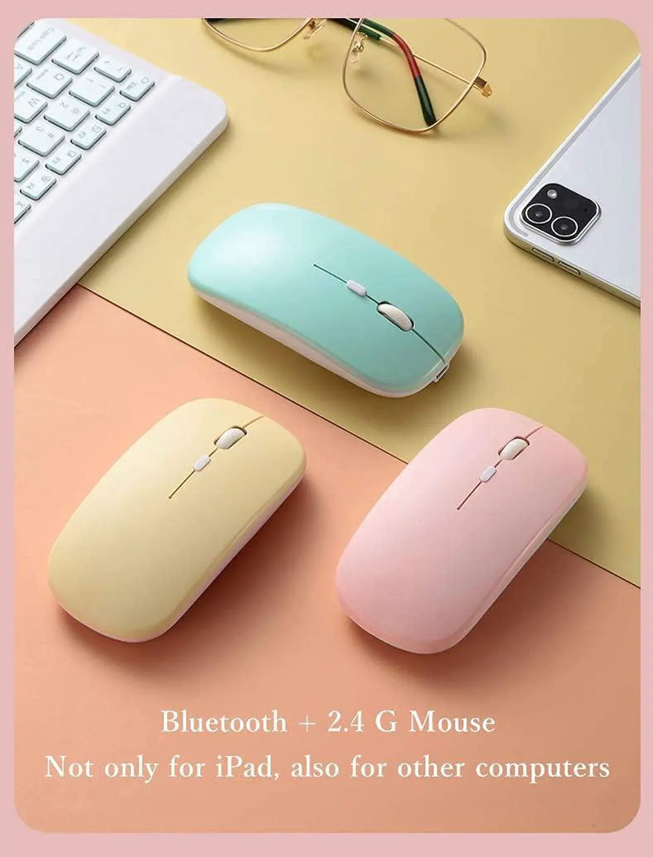 Alt view image 3 of 5 - YEEHi Color Keyboard for iPad Pro 11 4th Generation 2022, iPad Pro 11" 3rd 2nd Generation Keyboard Case with Mouse Cute Detachable Removable Wireless Bluetooth Keyboard Cover (Mist Blue)