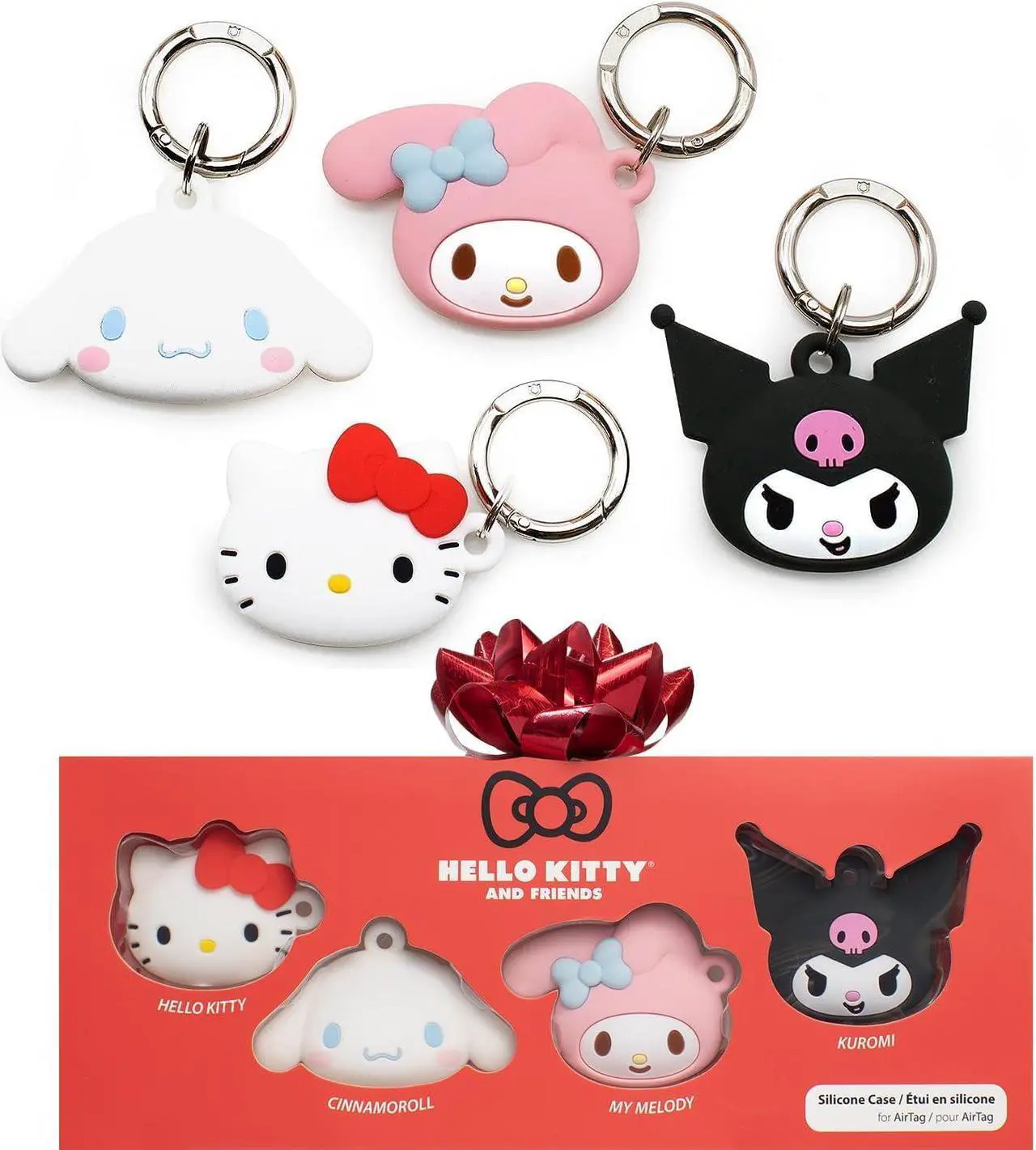 Main image of iFace Sanrio Friends Special Edition Silicone Protective Cover Designed for Apple AirTag [Cute Character Case] [Carabiner Keychain Clip Included] - Set of 4 in Gift Box