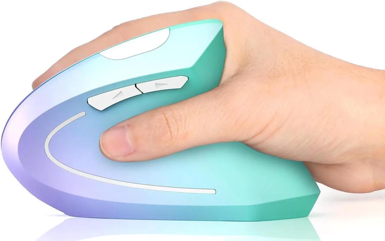 Main image of Lekvey Ergonomic Mouse, Vertical Wireless Mouse, Rechargeable 2.4G Optical Carpal Tunnel Mice: 800/1200 / 1600 DPI, 6 Buttons, for Laptop, PC, Computer, Desktop, Notebook etc, Green Purple