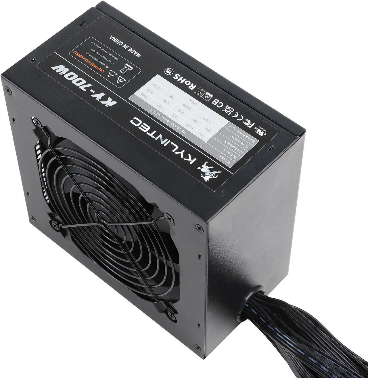 Alt view image 2 of 5 - 700w Power Supply Non-Modular ATX PSU with 6+2 Pin Connectors PFC Protection and 120mm Silent Fan Gaming PSU KY-700 Black