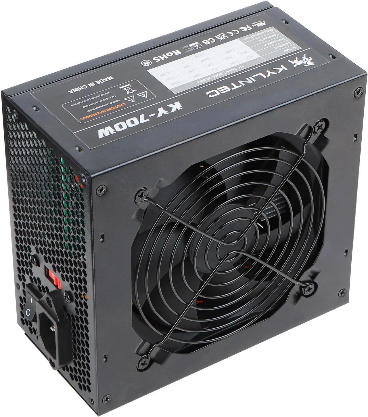 Alt view image 3 of 5 - 700w Power Supply Non-Modular ATX PSU with 6+2 Pin Connectors PFC Protection and 120mm Silent Fan Gaming PSU KY-700 Black