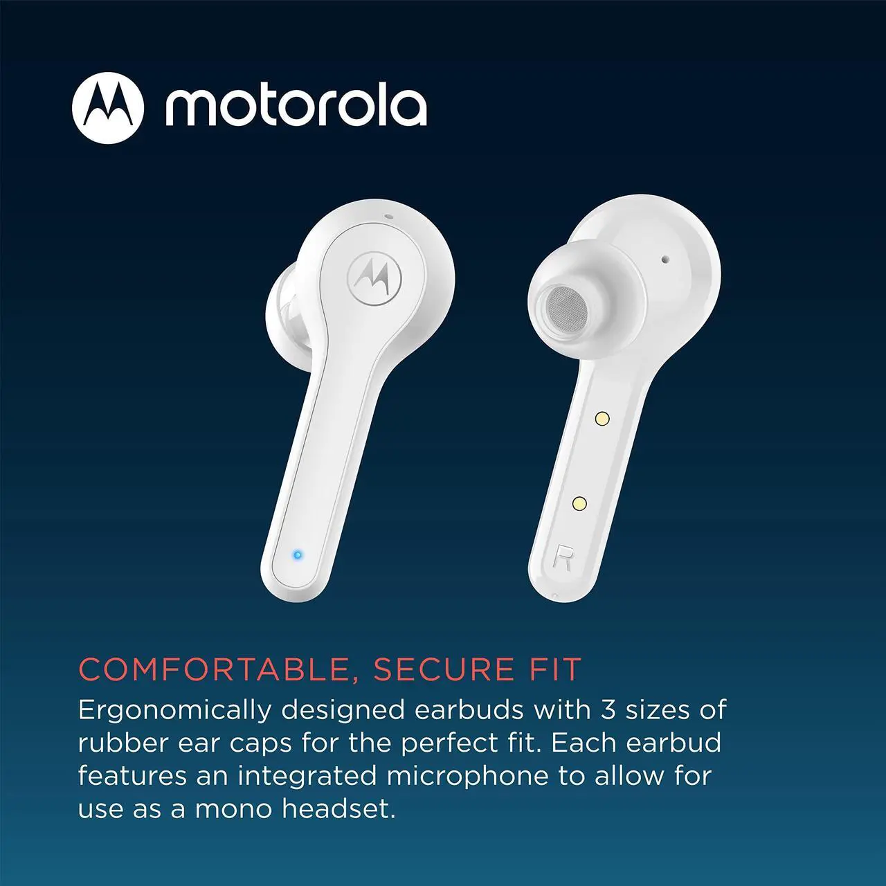Alt view image 4 of 5 - Motorola Sound Moto Buds 085 True Wireless Bluetooth Earbuds with Microphone, Charging Case - IPX5 Water Resistant Sweatproof Wireless Earbuds, Smart Touch-Control, Deep Bass Ear Buds - White