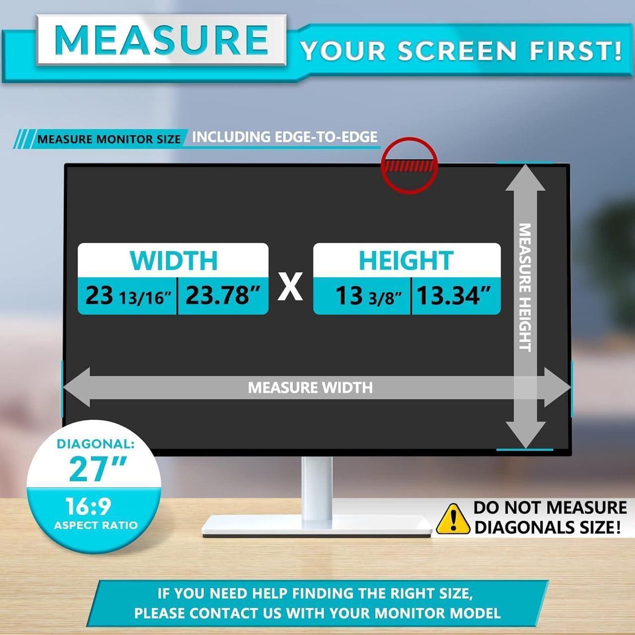 Alt view image 4 of 5 - PYS Upgrade 27 Inch Computer Monitor Privacy Screen Filter with - 16:9 Aspect Removable Anti Glare Blue Light Crystal Clear Privacy Screen Shield - No Magnetic No Glue - Anti Scratch Screen Protector