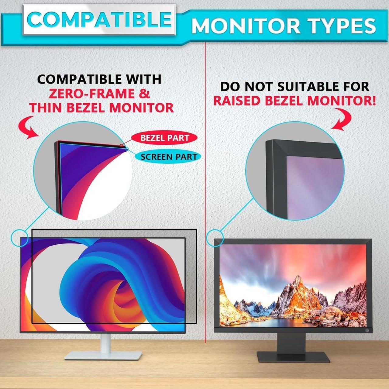 Alt view image 5 of 5 - PYS Upgrade 27 Inch Computer Monitor Privacy Screen Filter with - 16:9 Aspect Removable Anti Glare Blue Light Crystal Clear Privacy Screen Shield - No Magnetic No Glue - Anti Scratch Screen Protector