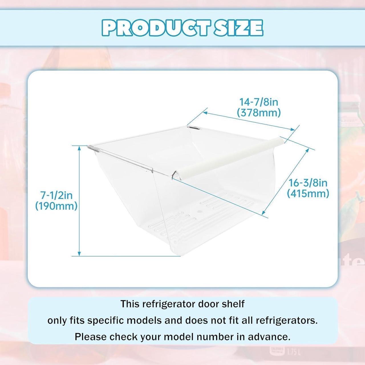 Alt view image 2 of 7 - Ecotric Crisper Drawer Bin Replacement for 2188664 WP2188664 Compatible with Whirlpool, Kenmore, Maytag, Kitchenaid Refrigerator Clear Crisper Pan (Bottom) W/White Handle Plastic(PS)