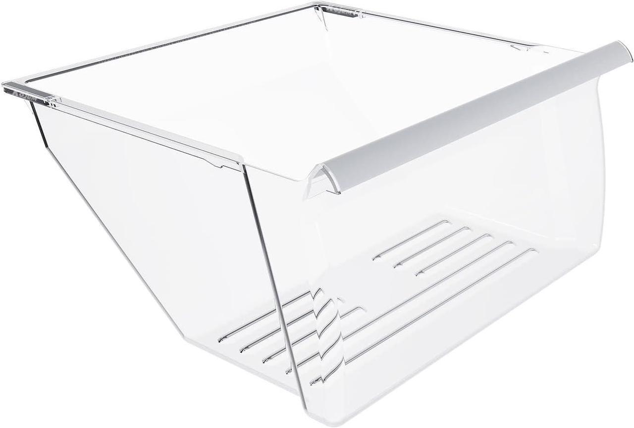 Main image of Ecotric Crisper Drawer Bin Replacement for 2188664 WP2188664 Compatible with Whirlpool, Kenmore, Maytag, Kitchenaid Refrigerator Clear Crisper Pan (Bottom) W/White Handle Plastic(PS)