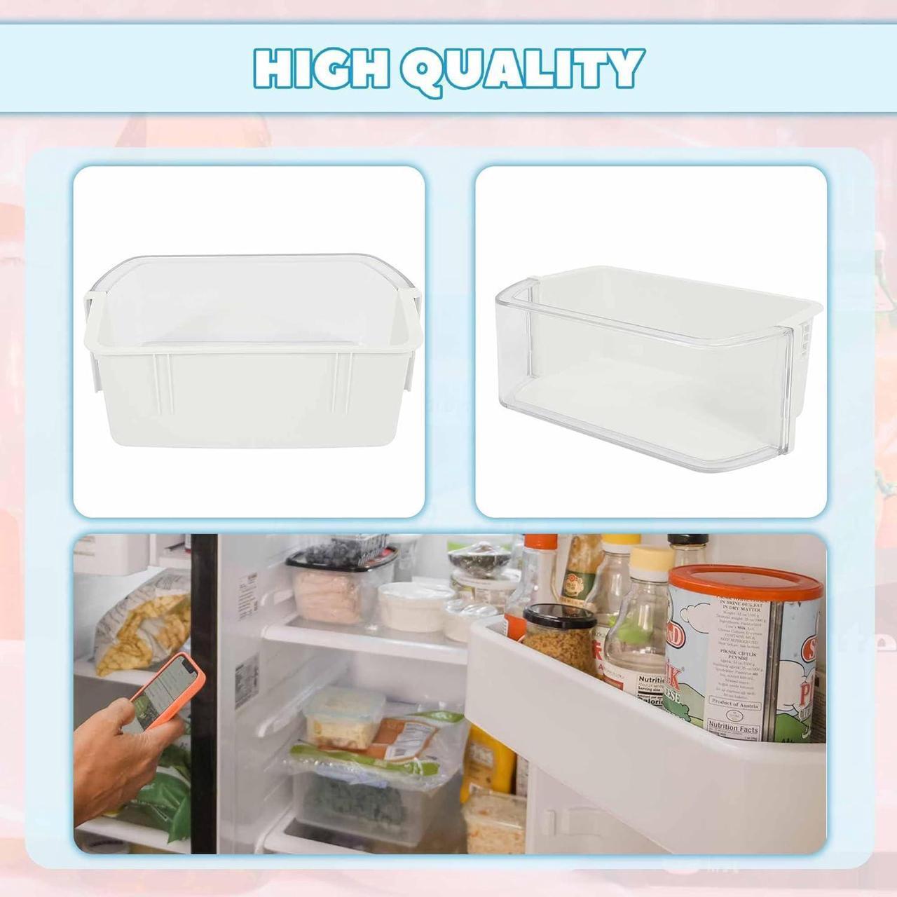 Alt view image 6 of 7 - Ecotric DA97-12935A Refrigerator Door Shelf Bin Compatible with Samsung RF220NCTABC RF220NCTASP RF220NCTASR RF220NCTAWW Refrigerator White+Clear Plastic