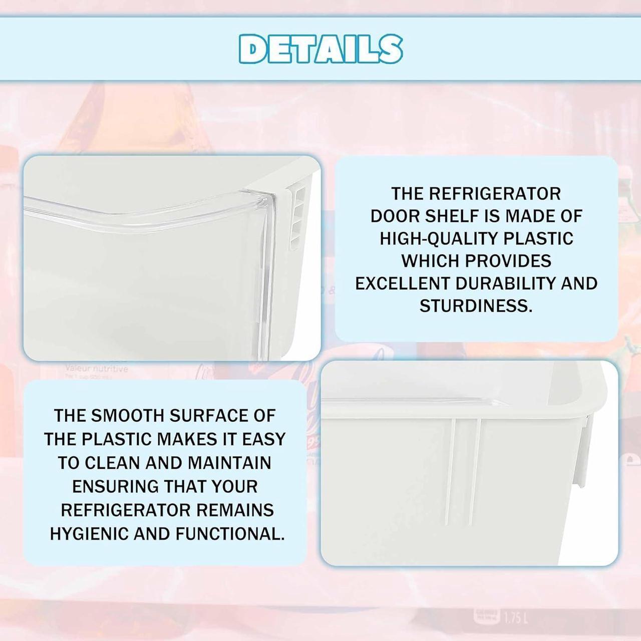 Alt view image 5 of 7 - Ecotric DA97-12935A Refrigerator Door Shelf Bin Compatible with Samsung RF220NCTABC RF220NCTASP RF220NCTASR RF220NCTAWW Refrigerator White+Clear Plastic
