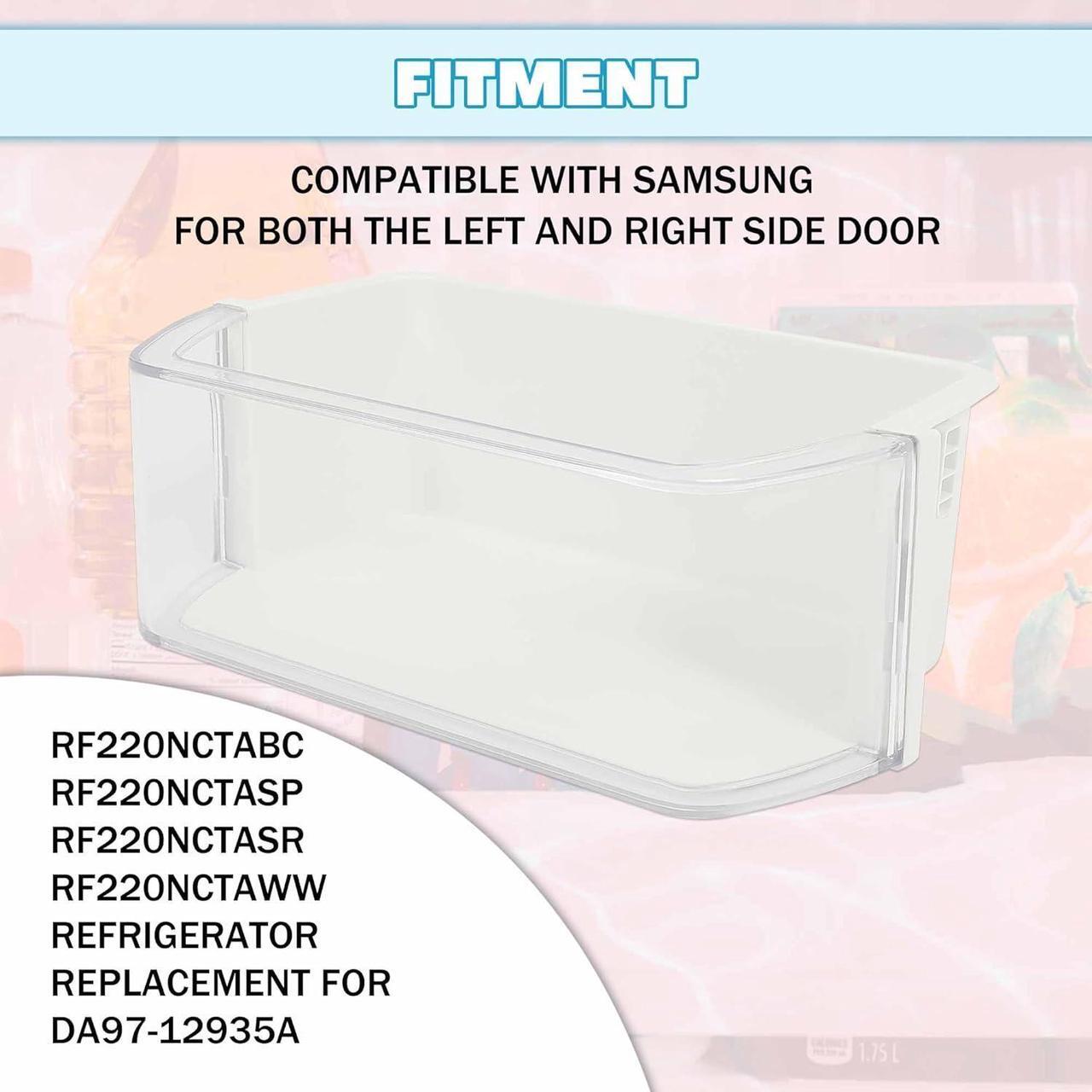 Alt view image 7 of 7 - Ecotric DA97-12935A Refrigerator Door Shelf Bin Compatible with Samsung RF220NCTABC RF220NCTASP RF220NCTASR RF220NCTAWW Refrigerator White+Clear Plastic