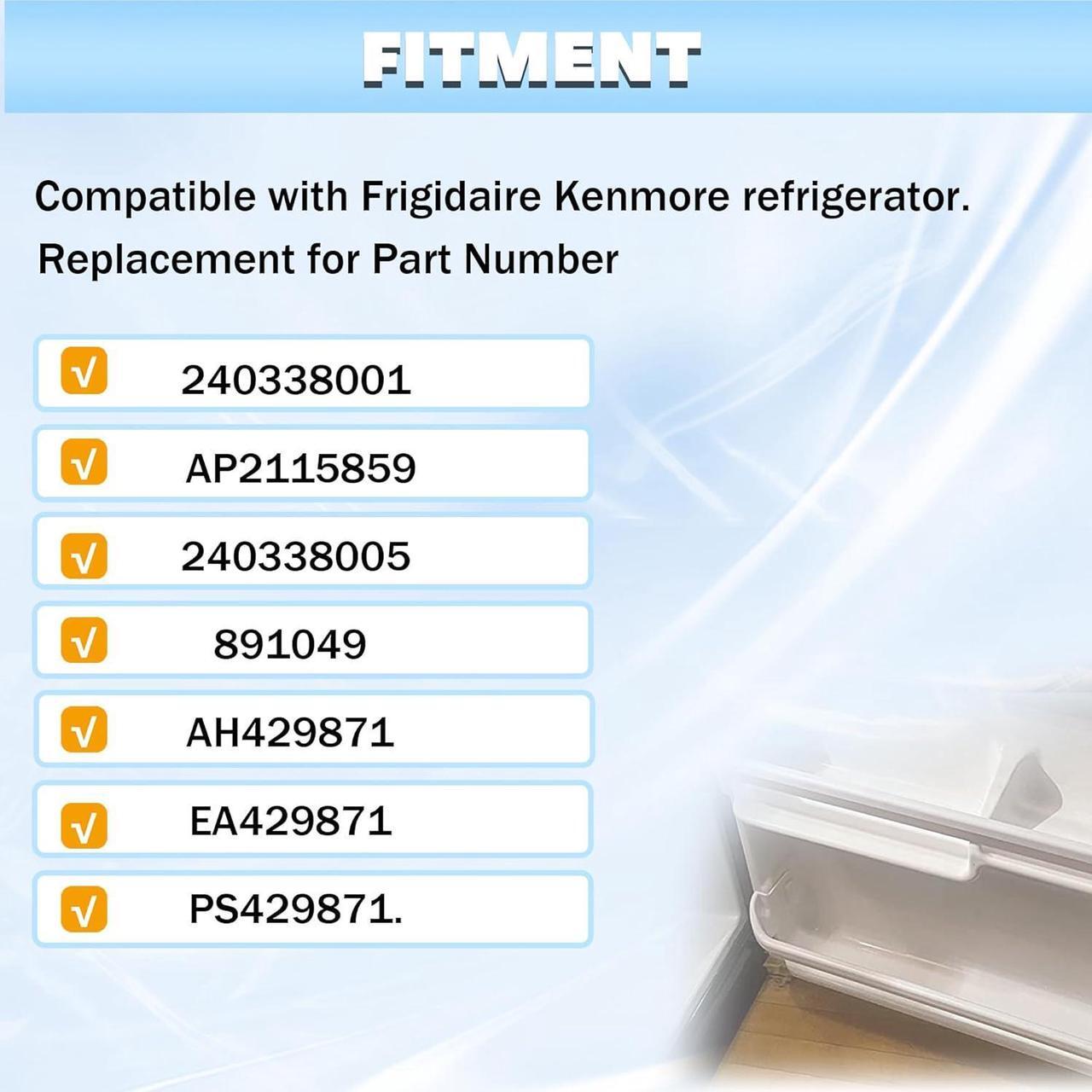 Alt view image 7 of 7 - Ecotric 240338001 AP2115859 240338005 Refrigerator Door Shelf Compatible with Frigidaire Kenmore Refrigerator 891049 AH429871 EA429871 PS429871 Replacement only ABS Plastic White Door Bin Shelf Rack