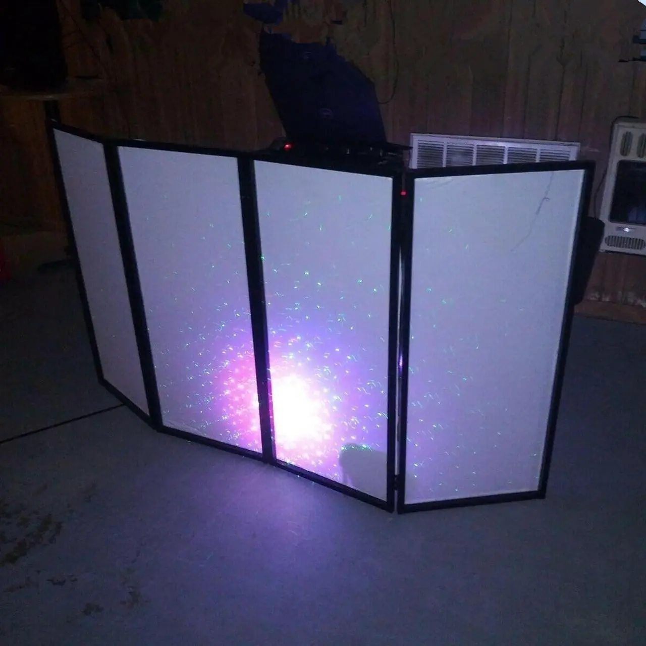 Alt view image 3 of 7 - Ecotric DJ Foldable Facade Portable Event Booth Screen White/Black Scrim Metal Frame Booth w/Travel Bag Case