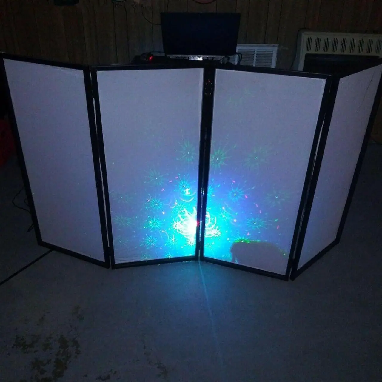 Alt view image 4 of 7 - Ecotric DJ Foldable Facade Portable Event Booth Screen White/Black Scrim Metal Frame Booth w/Travel Bag Case