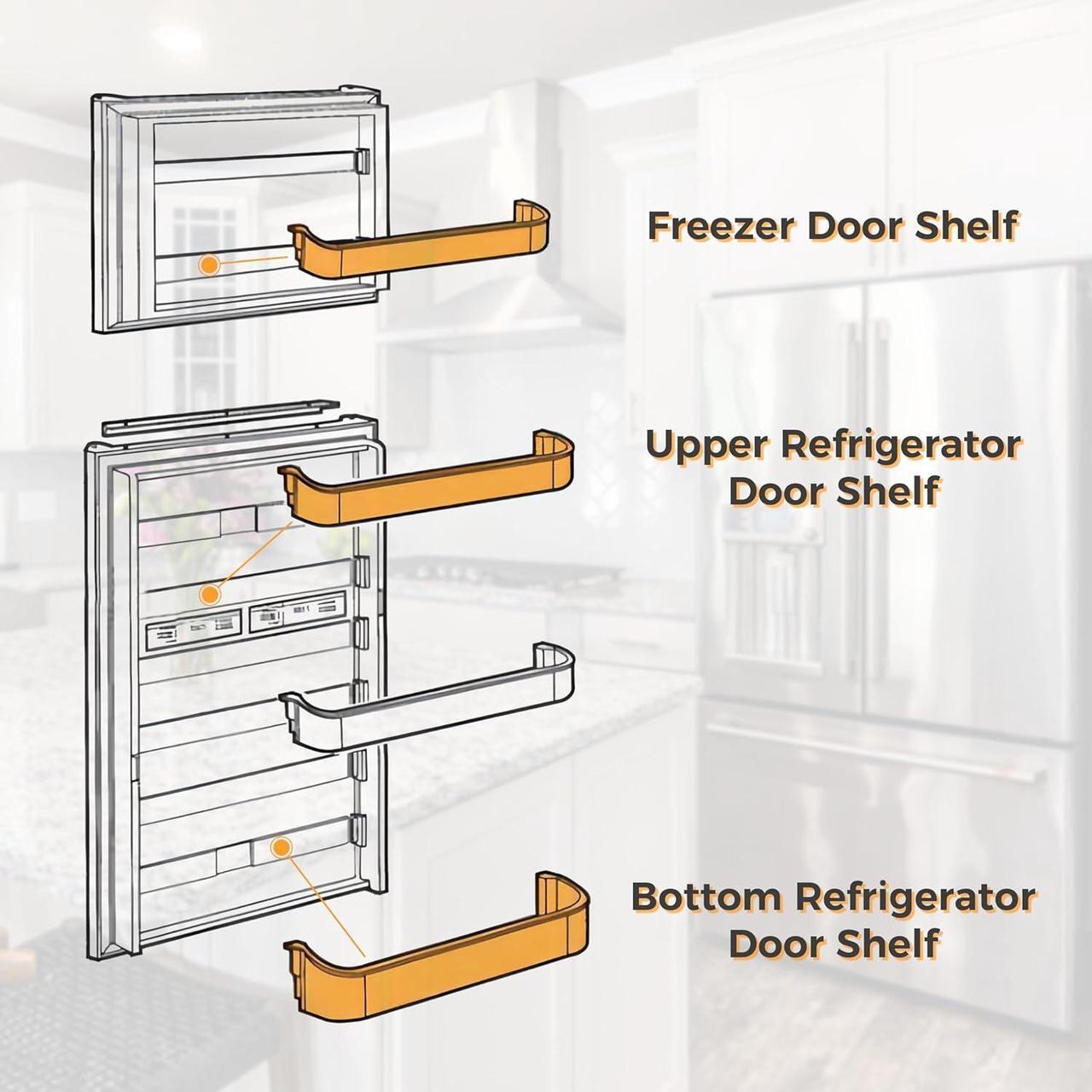 Alt view image 4 of 7 - Ecotric 29325760166 Replacement Refrigerator Door Shelf Kit Compatible with Dometic Refrigerator Freezer/Upper/Bottom Door Shelf