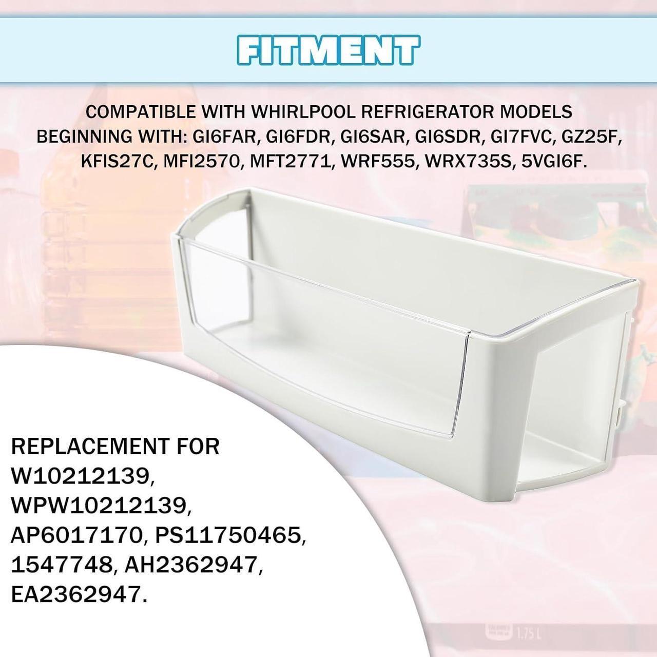 Alt view image 5 of 7 - Ecotric W10212139 WPW10212139 AP6017170 Replacement Refrigerator Door Shelf Bin Compatible with Whirlpool Refrigerator Replacement for PS11750465 1547748 AH2362947 EA2362947
